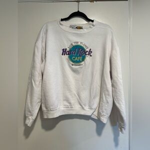 Vintage 90s Hard Rock Cafe Sz: L Sydney Australia White Crewneck Sweatshirt.